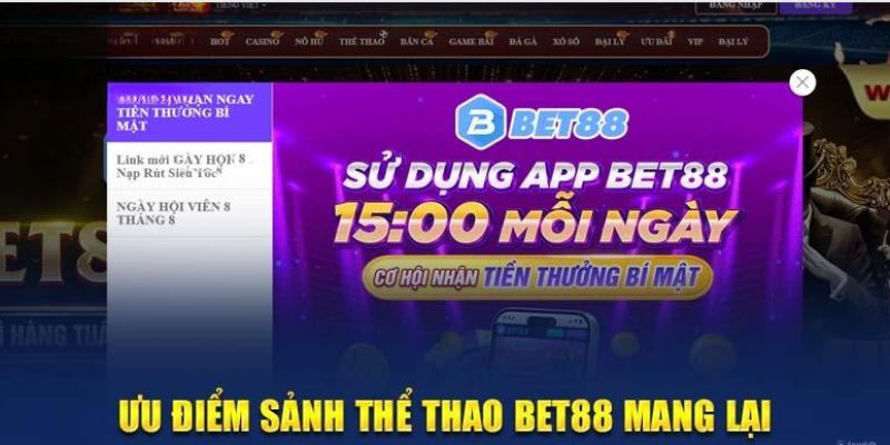 Một số tính năng vượt trội trong thể thao Bet88