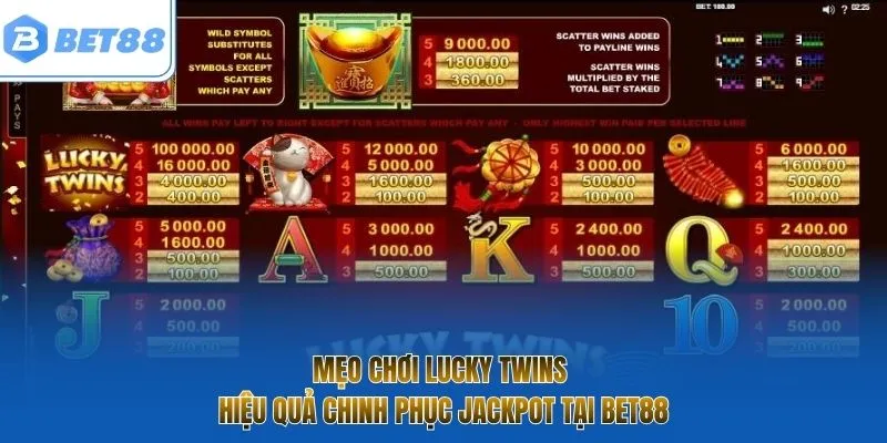 Mẹo chơi Lucky Twins hiệu quả chinh phục jackpot tại Bet88